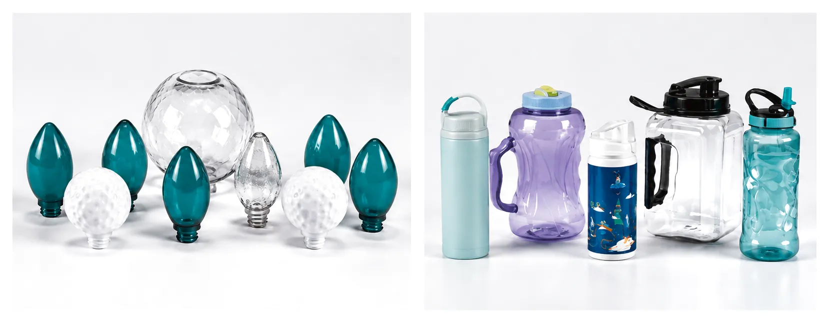 Sample baby bottles and PP bottles produced by HGA two-step stretch blow moulding machine