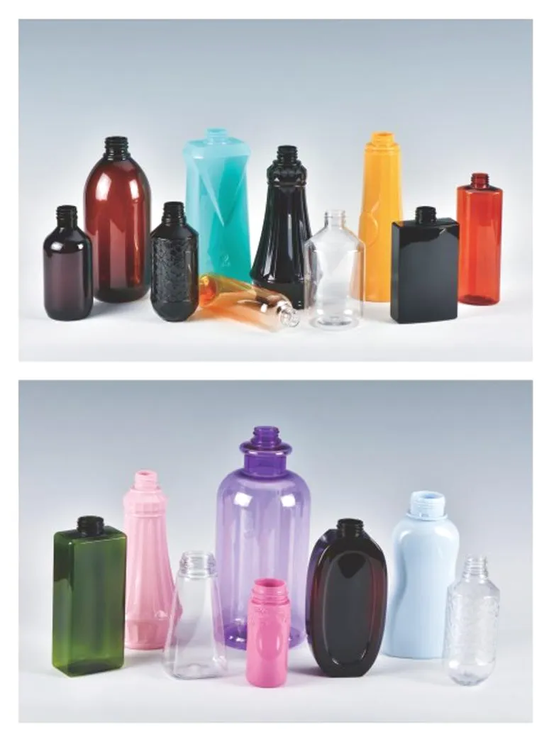 PET PETG Cosmetic Bottle Samples from Two-Step Blow Molding Machine