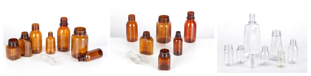 Medicine bottle samples produced by two-step blow molding machine